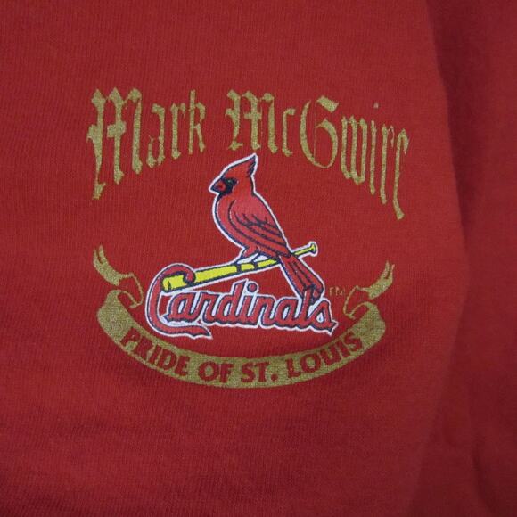Vintage St Louis Cardinals Shirt Mens XL Red MLB Baseball Mark McGwire 62 90s - Picture 7 of 7